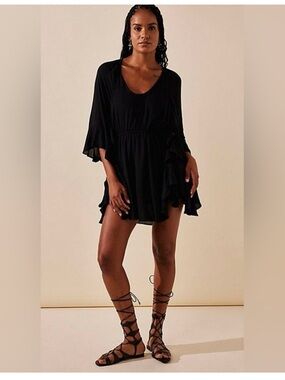 mykonos sweater mini dress Free People Mykonos Sweater Mini Dress in Moon Glow